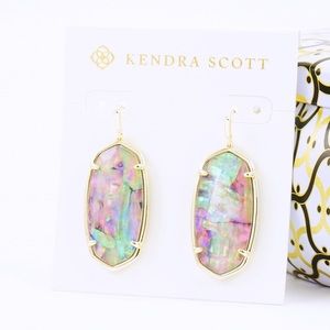 Kendra Scott Elle Faceted Lilac Abalone Gold tone earrings